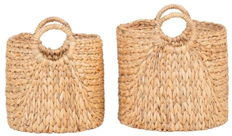 AltoBuy Mikail - Lot de 2 Panières Rondes en Jacinthe d'eau