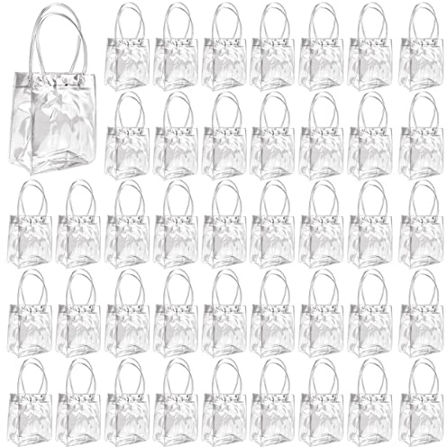 50 Stück transparente Kunststoff-Geschenktüten mit Griff, wiederverwendbare PVC-Geschenktüten für Junggesellinnenabschied, Brautjungfer, Hochzeit, Geburtstag, Babyparty, Partygeschenk