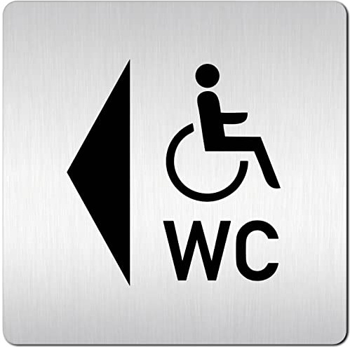Türschilder24 XXL Schild - Türschild (B) • 125 x 125 x 1,5 mm • behinderten Toilette + WC links Rollstuhl • Aluminium Vollmaterial • 100% Made in Germany