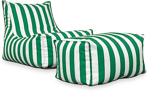 DESHOME - Outdoor-Sessel mit Puffer, wasserabweisend, abnehmbar: Chaise Longue für den Außenbereich mit Polsterung Puff Design Light Pouf Grün