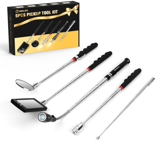 TOOLIFE Lot de 5 outils de ramassage magnétiques télescopiques - Cadeau de fête des pères pour lui, petit ami, homme, papa, mari, idée cadeau d'anniversaire, éléphant blanc pour homme, accessoires