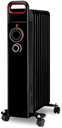 Radiador de aceite 9 elementos 2000W RUN2000, Termostato regulable, negro