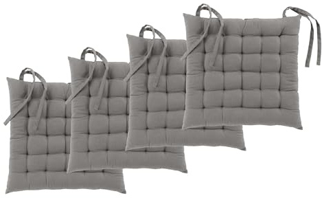 Dynamic24 4X Sitzkissen 38x38cm Stuhlkissen Set Stuhlauflagen Sitzpolster gesteppt Kissen Polster Auflage Dekokissen für Esszimmerstuhl Gartenstuhl Garten Gartenauflage (38x38cm, Grau, 4)