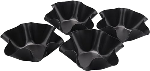 Caoruiy Non-Stick Fluted Tortilla Pans Taco Salad Bowl Makers, Non-Stick Carbon Steel, Set of 4 Tostada Bakers