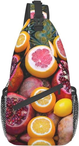 KWQDOZF Fruit Picture Standard Leichter Sling-Rucksack frische tropische Früchte Avocado Schultertasche Brusttasche Sling-Tasche Reisen Wandern kleiner Rucksack
