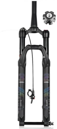 27.5 29 Zoll Mountain Front Gabel Luftgabel Federgabel 1-1/8'' Konischer Fahrrad Vorderradgabel Federweg 100mm Steckachse 100 * 15mm Zugstufen-Einstellung Scheibenbremse (Color : Black Remote, Size :