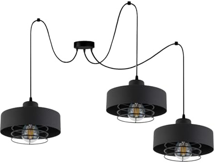 KAR LIGHTING Pendelleuchte 3-flammig aus Metall in Schwarz, höhenverstellbar | E27 Fassung | LED geeignet | Hängelampe für Wohnzimmer, Esszimmer, Küche, Büro oder Schlafzimmer