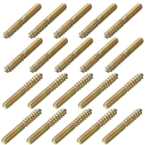 uxcell M4 Hanger Bolts Length 1-1/8(30mm) Double Headed Bolts Self-Tapping Screw 4mm Wood Joint Furniture Legs 60pcs