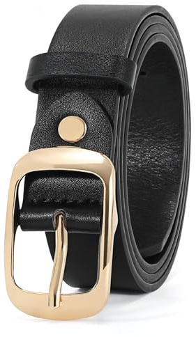 WHIPPY Damen-Ledergürtel in Übergröße, modischer Rindsleder-Gürtel mit fester Dornschließe für Jeans-Hosen-Kleid,150cm schwarz