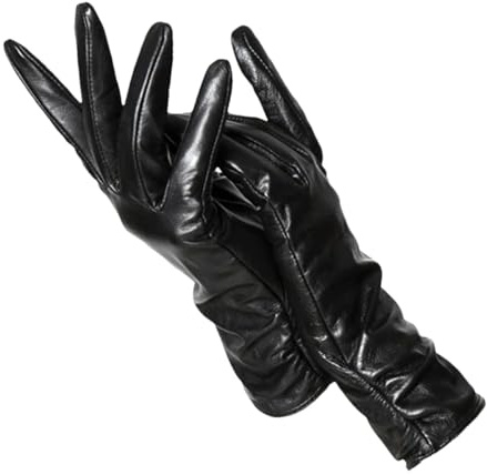 Klassische, Faltige Lederhandschuhe Für Damen, Echte Lederhandschuhe Warme Winterhandschuhe Aus Schaffell