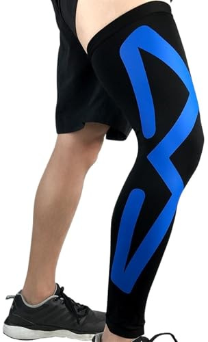 AYWTIUN Medias de compresion Manga de compresión de pierna completa for hombre y mujer, rodilleras largas, Protector de soporte for correr, baloncesto y ciclismo, 1 Uds.(Blue,L)