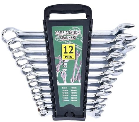 Set di Chiavi Inglesi, Set di Chiavi Inglesi a cricchetto, Set di Chiavi a forchetta e a Scatola, Set di Chiavi Inglesi Adatte per Attrezzi da Riparazione Auto da Garage (12 Pezzi da 8-22 mm