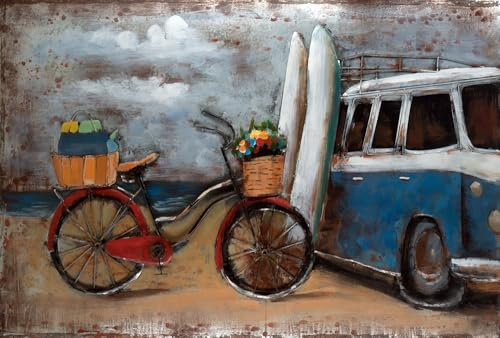 Handgefertigtes Metallbild driving and surfing ca. 117x77 cm Kunst Bild 3D-Optik Wandbild