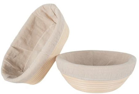 TAIYUNWEI 9-inch/23cm Round Bread Proofing Basket + 10-inch/25cm Oval Banneton Basket Set, Sourdough Proofing Basket with Linen Cloth Liner, Proofing Baskets for Sourdough Bread Making