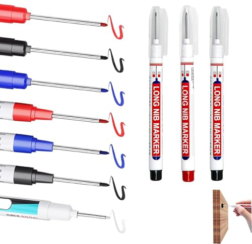 ClcIosis 10 rotuladores de agujeros profundos para madera, vidrio, metal, azulejos, marcas claras en diferentes superficies