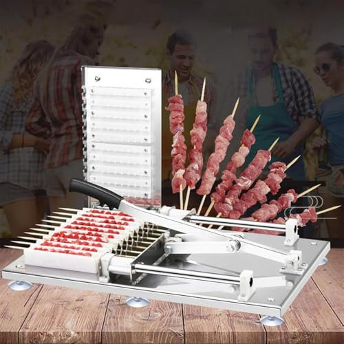 Machine à brochettes en Acier Inoxydable pour Barbecue (10 brochettes), Outil pour brochettes de Viande, Outil Manuel pour brochettes de Kebab, boîte à Kebab Portable et Rapide