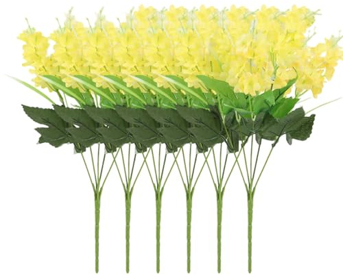 Lot de 3 bouquets de fleurs de jacinthe réalistes pour maison hôtel Hoj628 (jaune, 35 x 20 cm)