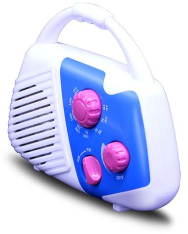 Acunny AM FM-Radio für Badezimmer, tragbar, wasserdicht, mit Griff, batteriebetrieben, für Reisen, Angeln, Wandern, Park, Haus und Bad