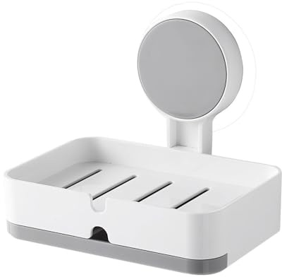 Porte-Savon a Ventouse,Support de Savon Double Couche pour Comptoirs,Montage Mural Ou sur Évier de Cuisine,Salle de Bain,Douche,Voyage