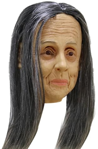 IFQKNUYL Halloween Gruselige Hexenmaske, Latex Hexenmaske mit Haaren, Horror Realistische Hexen Maske für Halloween Karneval Party Kostüm Cosplay Kostüm Dekorationen (Style2)