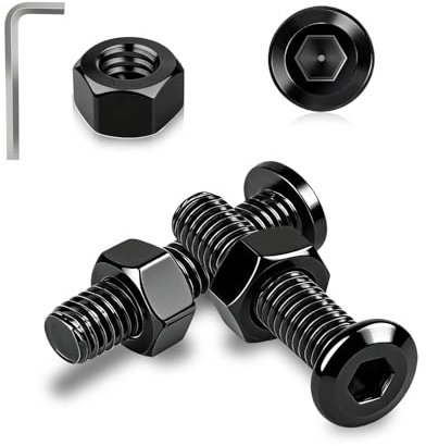 Ezitruz Tornillos de Cabeza Plana de Acero Inoxidable M6x10 mm, 20 Piezas Negros Tornillo de Cabeza Hexagonal A2 V2A de Rosca Completa con Tuercas para Reparaci贸n de Muebles
