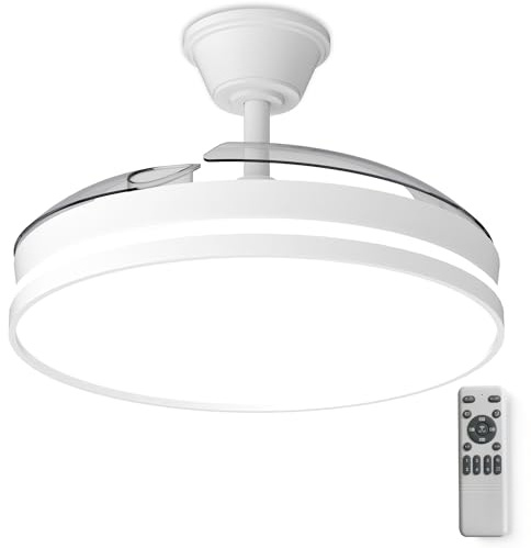 Kemoribe 106cm Ventiladores Para el Techo con Lámpara, Ventilador Techo con Luz LED Ventilador Mando a Distancia, Temporizador, 3 Tonos de Luz 6 velocidades