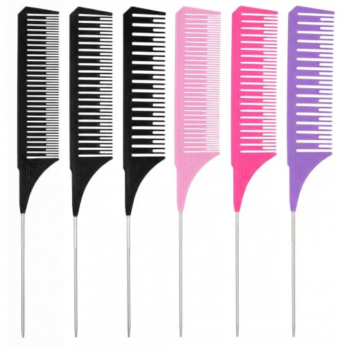 GEEHUA Set med 6 professionella slingkam, 3 storlekar, stamkam, frisör, antistatisk hårkam för slingor, blondering, balayage, färgkam frisörtillbehör