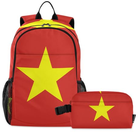 WDdZzyy Backpack For School And Lunch Bag Flag Of Vietnam School Backpack With Lunch Bag For Girls 9-10 years