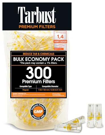 Tarbust 300 Zigarettenfilter Aufsatz für Regular-Größe 7.65–7.90 mm | Filter Zigaretten, Anti Teerfilter für Zigaretten, Plastik Zigarettenfilter, 300 Zigarettenspitze für Regular
