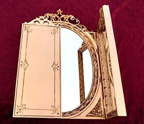 Wohnzimmerspiegel Schminkspiegel Dekorativer Barock Spiegel klappbar Wandspiegel Antik Oval Rechteckig Gold Badspiegel Tischspiegel 60X46 Shabby Deko C508 Gold