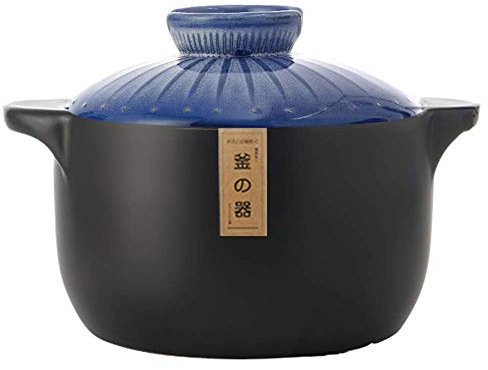 Sywlwxkq Cocotte Japonaise avec Couvercle, Pot en Céramique 3 L / 4L, Marmite Ménagère, Idéal pour la Cuisine Classique, Pot à Soupe Bleu