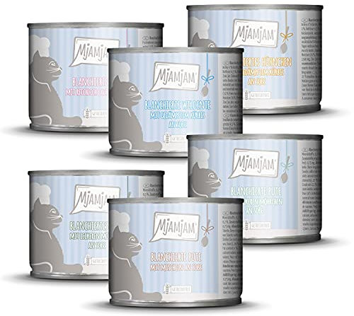 MjAMjAM - Premium Nassfutter für Katzen - Probierpaket I an Soße, 6er Pack (6 x 185g), getreidefrei mit extra viel Fleisch