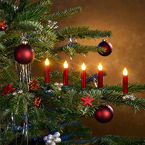 Bonetti Christbaumkerzen mit Fernbedienung | Komplett-Set | flammenlose LED Kerzen, perfekte Alternative zur Lichterkette (25er Set, rot)