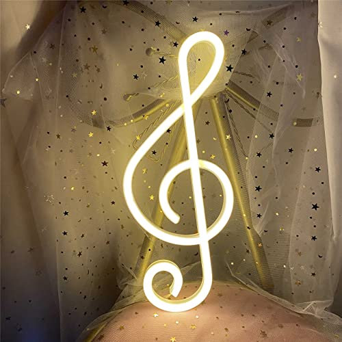 ENUOLI LED-Neonlampe, Musiknoten-Design, batteriebetrieben, USB, Neon-Lampe für Kinderzimmer, Dekoration für Bar, Party, Weihnachten, Hochzeit (warmweiß)