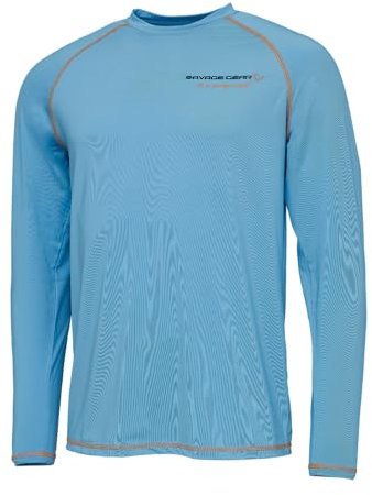 Savage Gear Aqua UV Long Sleeve T-Shirt, Angelbekleidung, Angeln T-Shirt, Unisex, Blau, Medium