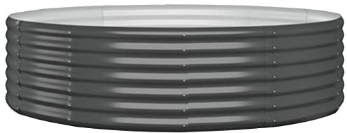 vidaXL Jardinera Arriate Elevado Macetero Maceta Tiesto Soporte para Plantas Vegetales Hierbas Acero con Recubrimiento Polvo Antracita 140x140x36 cm