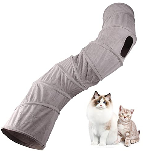 Tunnel pour chat - Stalf - Tunnel interactif pour chat et petits animaux - Gris - Taille unique