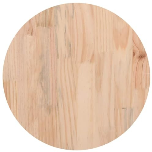 homiuse Tischplatte Rund Hellbraun Ø30x2,5 cm Massivholz Kiefer Holzplatte Massiv Holzplatte Rund Tischplatte Ersatzteil für Esstisch Couchtisch Garten Tische Langlebig Leicht Reinigen Eleganter