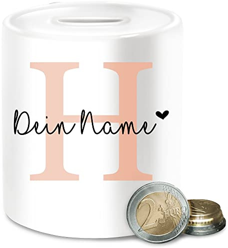 Spardose - Anfangsbuchstabe personalisiert mit Name I Buchstaben Geschenk Initialen - Unisize - Weiß - trinkgeldkasse Buchstabe gelddose trinkgeldkaasse personalisierte sparbüchse kaffeekasse