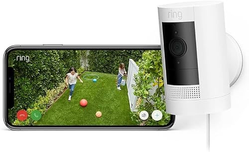 Ring Außenkamera Netzstecker (Stick Up Cam Plug-in) | Überwachungskamera aussen mit 1080p-HD-Video, WLAN, witterungsbeständig, geeignet für dein Haus & Grundstück, Alexa-kompatible Sicherheitskamera