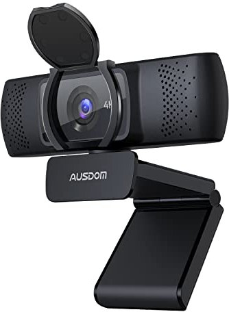 AUSDOM Webcam, Autofocus Webcam with Microphone, Privacy Cover, Plug and Play USB Computer Web Camera for Pro Streaming/Online Teaching/Video Calling/Zoom/Skype (Black-4K)