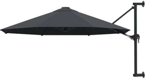 Annlera Parasol de Patio avec Mât Métallique 300x131 cm Anthracite Tissu Parasol Mural Protéger des Rayons UV Nocifs du Soleil Parasol de Jardin Inclinable avec Mécanisme à Manivelle