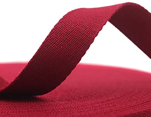 Wambere Baumwoll Schrägband Nahtband,25mmx5Yard,Einfassband Köperband Baumwollband Textilband Fischgrätenband Köperband Wimpelband Twillband Webbing Band für Schneidern DIY-Nähen Basteln,Weinrot