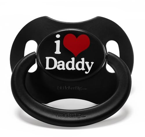 LittleForBig Bigshield Gen-II - Ciuccio con stampa I Love Daddy, per adulti, colore: Nero