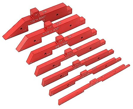AMAZWI Messblock 7-teilige Aluminium-Präzisions-Einstellblöcke, Höhenlehren-Set for Oberfräse, Tischkreissägen-Zubehör und Winkel-Holzbearbeitungs-Einrichtung für hochpräzise Drehmaschinenmessungen