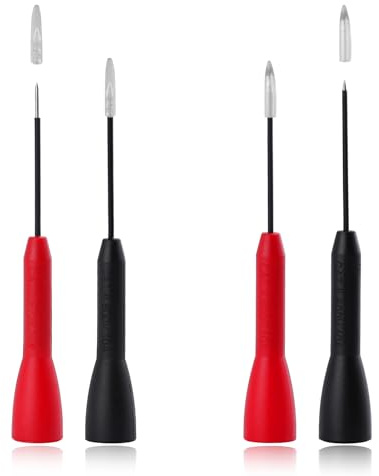 GOLD DEER 4 Pack 2mm Needle Test Probes 600V/10A Piercing Needle Non-destructive Test Probe Multimeter Probes Fine Point Tip Adapter Set for Multimeter Leads Electrical Testing