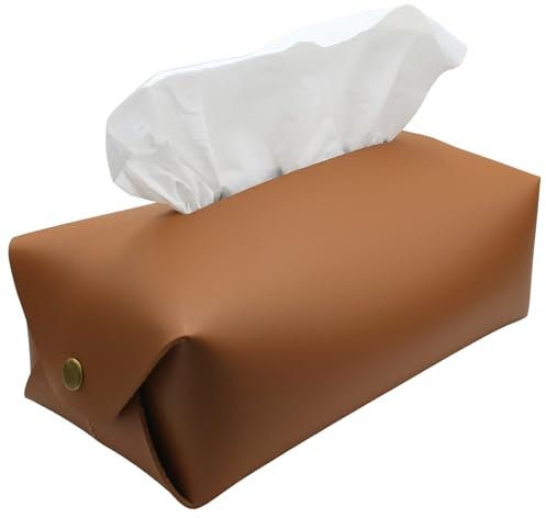 Diko.style® Rechteckige Taschentuchbox aus Kunstleder, elegant und langlebig, ideal für Zuhause, Büro und Auto, vielseitig und flexibel, 21 x 11 x 7,5 cm, Kamelbraun