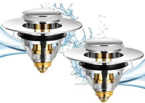 PacuM 2 Stück Universal Pop-Up Waschbeckenstöpsel Pop Up Stöpsel Waschbecken Mit Anti Clogging Sieb Ablaufgarnitur Stöpsel Pop up Abflussstopfen Universal für Waschbecken Badewanne Spüle (32-42mm)