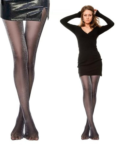 Vita Alta Collant con Strass e Glitter, Sexy Moda Elastico Collant Velati 40 Denari Perfetti per Accattivanti per Halloween