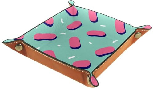 Candy Faltbare Aufbewahrungsbox aus dickem PU-Leder, braunes Leder, für Schmuck, Süßigkeiten, Schlüssel, Aufbewahrungsbox, Dekoration, Eingang, schwarz-weiß, Tastatur, Gaming-Würfeltablett